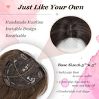 Hair Topper, 360° 3D Hair Toppers for Women with Thinning Crown, 20 Inch Long Wavy Curly Hair Pieces Clip in Bangs (Highlights Light Brown Mix Blonde with Brown Root, 20 inch, Side Bangs)