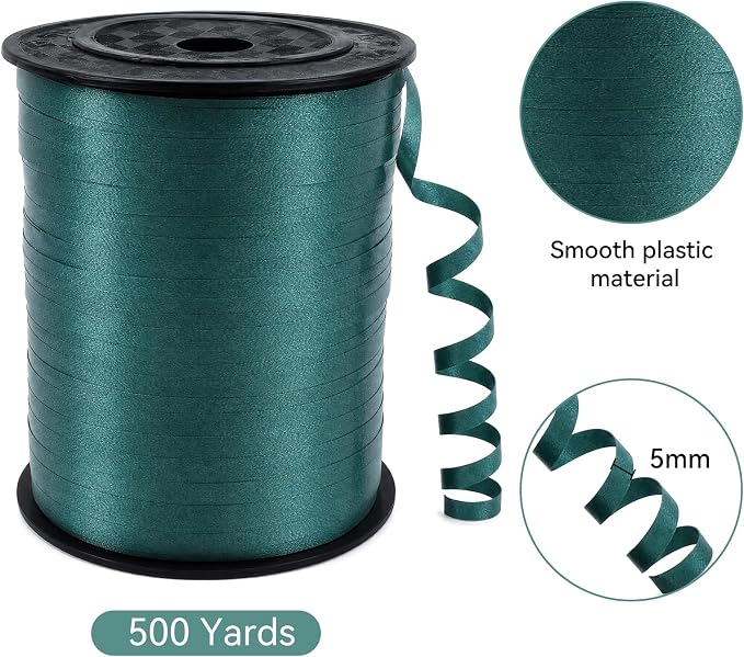 TONIFUL 500 Yards Dark Green Balloons Curling Ribbon | Forest Green Balloon - Image 2
