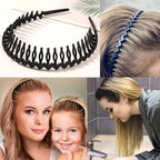 LAPOHI 10 PCS Fashion Black Brown Effortless Plastic Headbands with Teeth Comb Black Skinny Headbands No Slip Hair Bands for Women Men Teen Girls