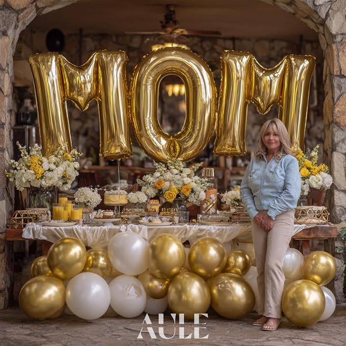 AULE 40 Inch Gold O Balloon Letter Foil A-Z Birthday Big Alphabet | Birthday - Image 3