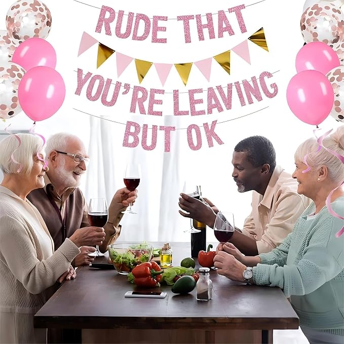 ADULLPONY Going Away Party Decorations Rude That You're Leaving But OK Banner - Image 4