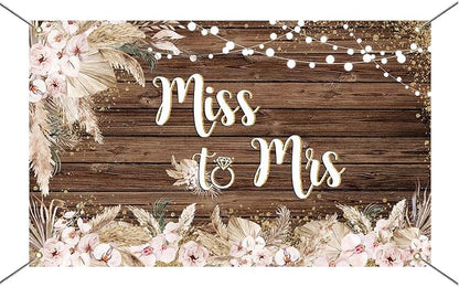 Mocsicka Miss to Mrs Banner Backdrop Boho Bridal Shower Backdrop Decorations - Image 7
