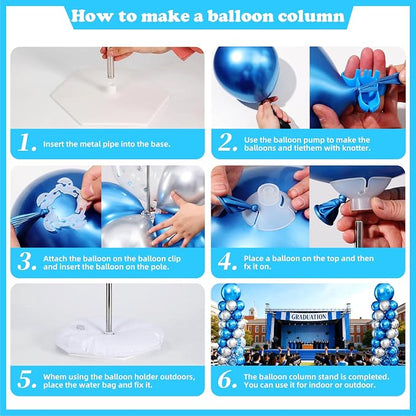 Navy Blue and Silver Balloon Column Stand Kit Set of 2 - Image 4