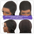 Lemoda 26Inch Full 13x6 SKINLIKE Real HD Lace Frontal Wigs 200% 15A 13x6 Straight Virgin Human Hair Full Lace Frontal Wigs Invisible 0.1mm Ultra-thin Frayed Ends Lace Front Wig Pre Plucked Tiny Knots