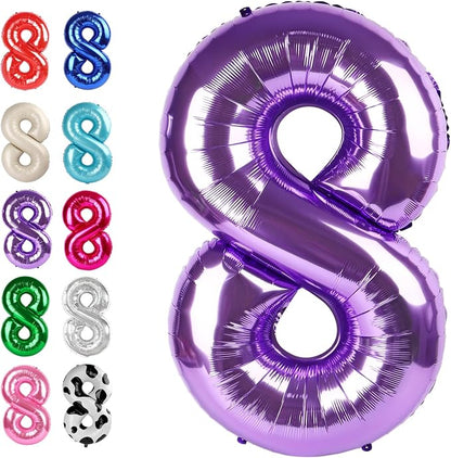Purple Number 8 Balloon 40 inch, Balloon numbers party supplies, deco photo by Upgesy