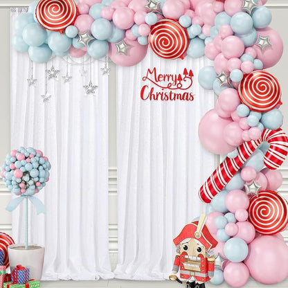 White Sequin Backdrop Curtain 4 Pack 2ft x 8ft Backdrop Birthday Background | - Image 2