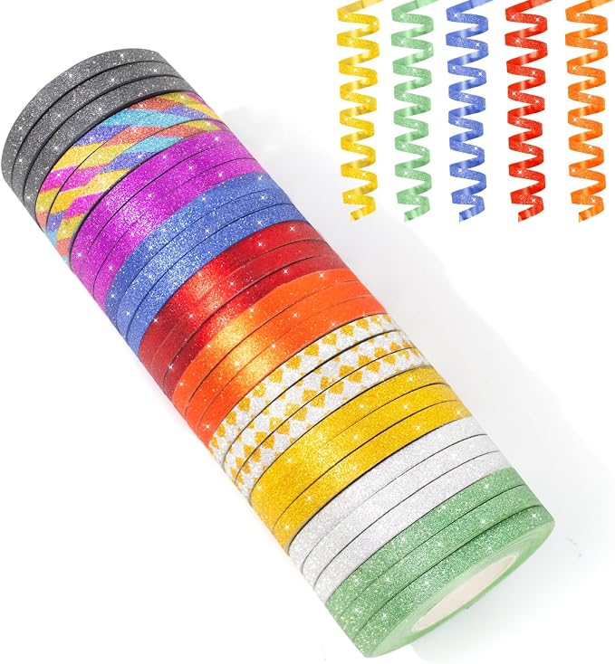 10 Colors Glitter Curling Ribbon Set, Balloon String 1/5" X 10 Yards Per Roll by KMERLIFE