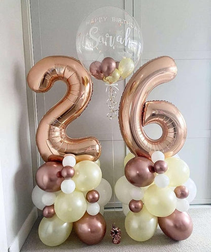 Rose Gold 27 Number Balloons, 40 Inch Giant Number 27 Balloons Foil Mylar - Image 7