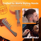SALONSILK 5Pcs Combs for Men, Hair Pick Comb Set for Afro Black Mens Curls, Wide Tooth Medium Toothed Styling Dressing for Twist Detangler Natural Hair