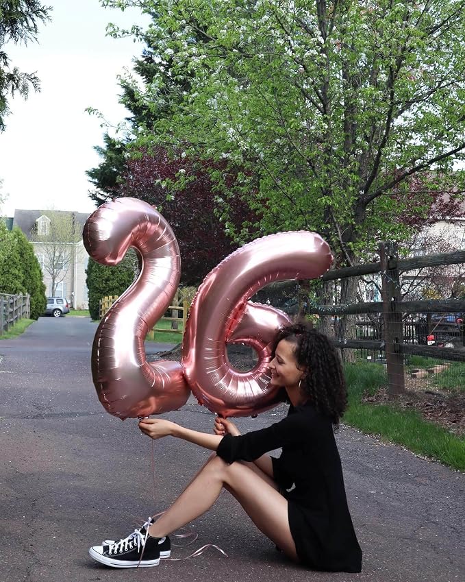 40 Inch Rose Gold 26 Number Balloons Giant Jumbo Huge 26 or 62 Foil Mylar - Image 6