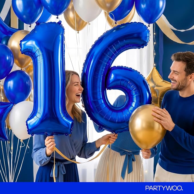 PartyWoo Number Balloons 40 Inch Blue Number 6 Kit - Image 9