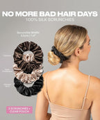 SUNDAYSILKS™ Luxurious Mulberry Silk Scrunchies for Women & Girls | No-Slip, Silky Hair Ties for Natural, Curly, Thin or Thick Hair | Gentle Hold for Ponytails & Sleep | Mini to Large Sizes [3 Pack]