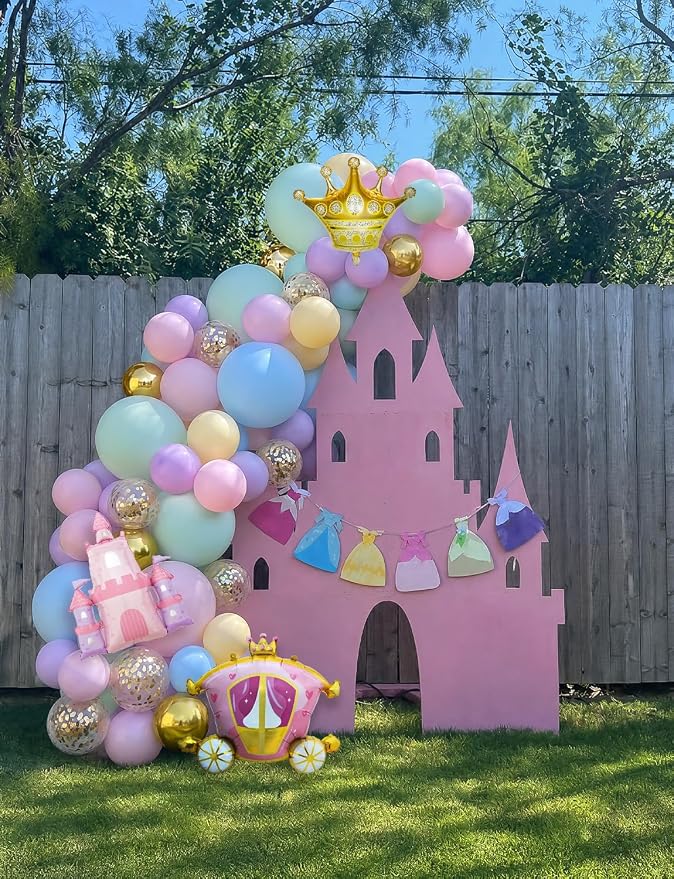 Princess Balloon Garland Arch Kit, Castle Carriage and Crown Foil Balloons - Image 8