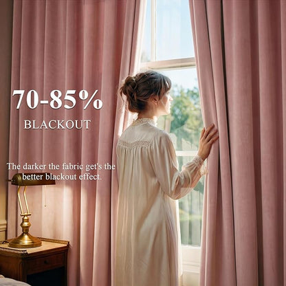 Dusty Pink Velvet Curtains for Girls Bedroom, W52 x L90, 2 Panels | Room - Image 3