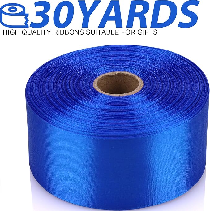 1-1/2 Inch 30 Yards Blue Solid Satin Ribbon - Image 2