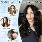 KooKaStyle Clip in Synthetic Hair Extensions Long Wavy 4PCS Thick Hairpieces Brunette Brown Fiber Double Weft Natural Hair Extensions 16 Inch for Women