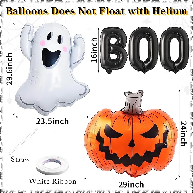7PCS Ghost Balloons BOO Pumpkin Foil Balloons Halloween Mylar Balloons | - Image 2