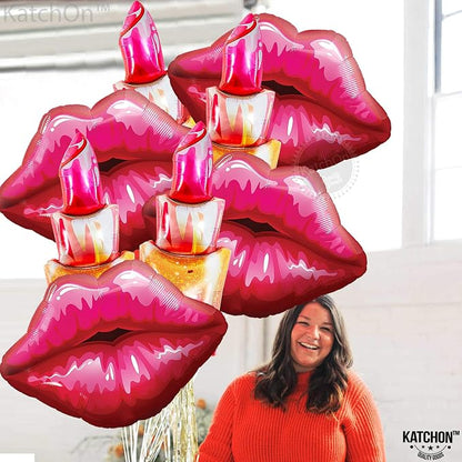 KatchOn Pink Lip Balloons and Lipstick Balloons Set – 49 Inch, Happy Birthday - Image 4
