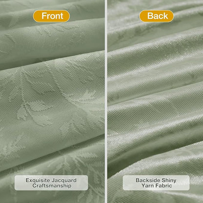 Anmao Sage Green Semi Sheer Light Filtering Curtains 54 Inches Long 2 Panels - Image 3