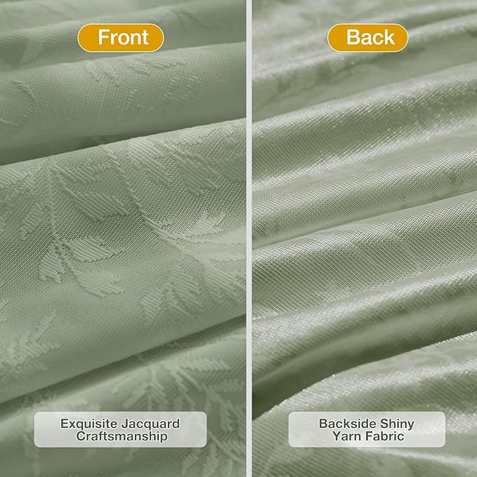 Anmao Sage Green Semi Sheer Light Filtering Curtains 96 Inches Long 2 Panels - Image 3