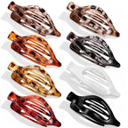 Obeoby 8 PCS Flat Hair Clips for Women, French Duckbill Flat Claw Clips for Thin Thick Hair Barrettes Accessories Medium Large (Tortoiseshell)