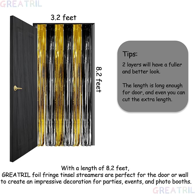 Black and Gold Party Streamers Decoration - Image 4