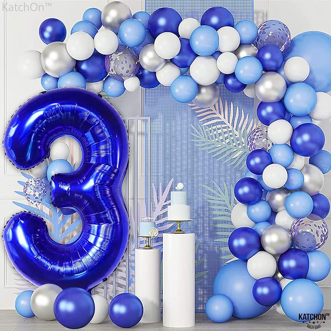 KatchOn Royal Blue Number 3 Balloon 40 Inch, Birthday Decorations - Image 3