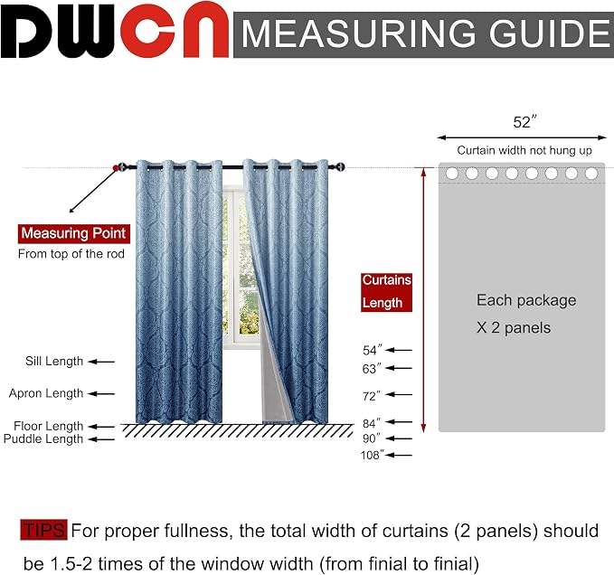 DWCN 100% Blackout Curtains for Bedroom 63 Inch Long - Image 6