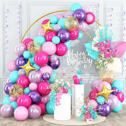 HILAVO Pink Purple Blue Balloon Arch Kit Teal Hot Pink Metallic Purple Party by HILAVO