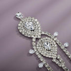 YERTTER Wedding Silver Rhinestone Head Chain With Clip Jewelry Forehead Tassel Fringe Headband Headpiece Crystal Chain Headband Hair Accessories for Women Brides Prom Costume(Silver 2)