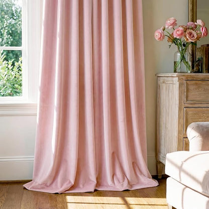 Baby Pink Velvet Curtains Back Tab - Image 7