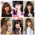 NAYOO Clip in Bangs - 100% Human Hair French Bangs Clip in Hair Extensions, Red French Bangs Fringe with Temples Hairpieces for Women Curved Bangs for Daily Wear