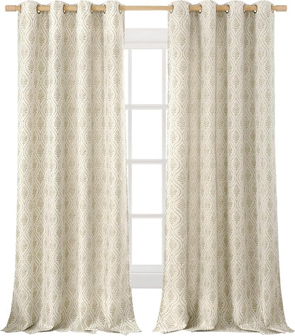 BGment Beige Leaf Jacquard Curtains - Image 9