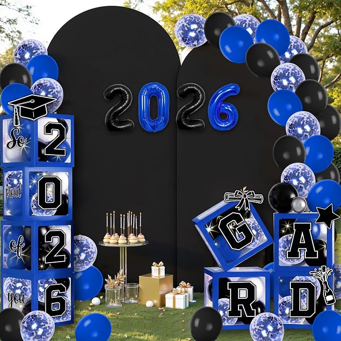 2026 Graduation Balloon Boxes Decorations – Clear Balloon Box Stack - Image 4