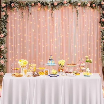 10x10ft Peach Tulle Backdrop Curtain - Image 9