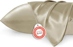 Bedsure King Size Satin Pillowcase Set of 2 - Khaki Silky Pillow Cases for Hair and Skin 20x36 Inches, Pillow Covers with Envelope Closure, Similar to Silk Pillow Cases, Gifts for Women Men
