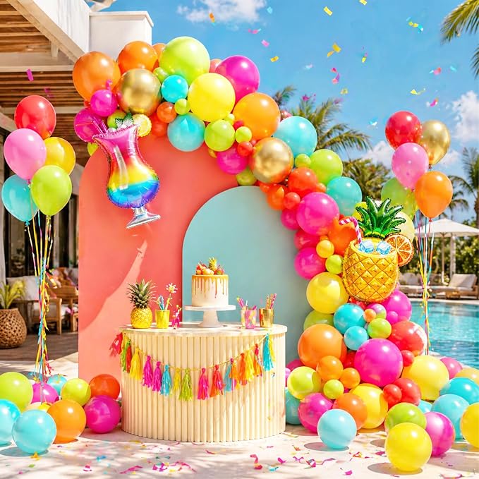 Tropical Balloons, 12 Inch Colorful Hawaiian Balloons - Image 4