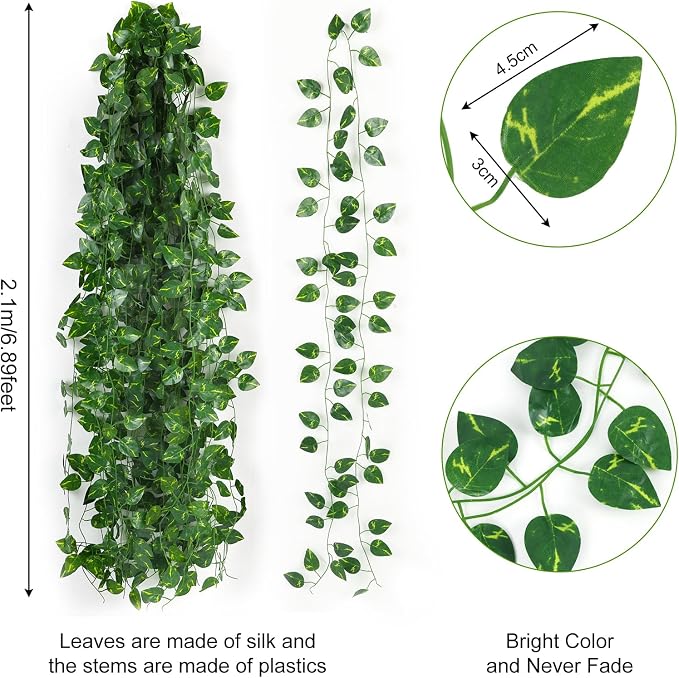 CEWOR 10 Pack Artificial Vines for Room Decor, Artificial Ivy Greenery Garland - Image 2