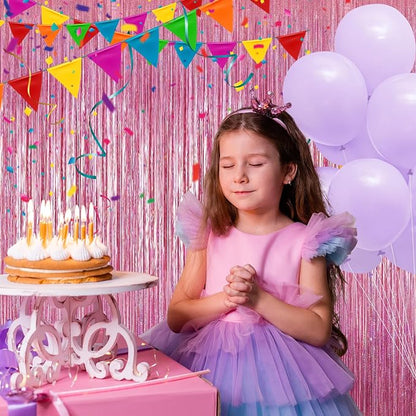 3 Pack 3.3 x 9.9 ft Holographic Bright Pink Streamers Party Decorations | Foil - Image 4