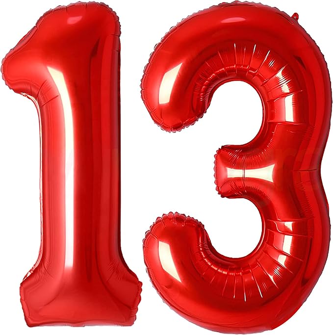Jonhamwelbor 13 Number Balloons Red Big Giant Jumbo Number 13 Foil Mylar by Jonhamwelbor