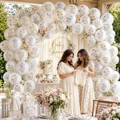 Wildflower Balloons, 12 Inch White Spring Balloon, Girls Birthday Party Tea - Image 6