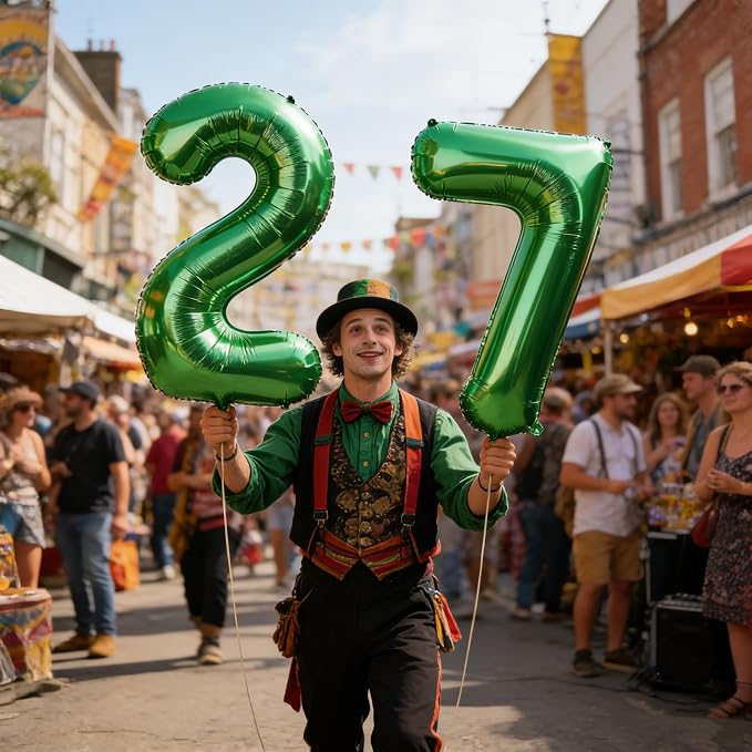 Number 27 Balloons 40 Inch for 27 72 Birthday Party Decorations, Dark Green | - Image 3