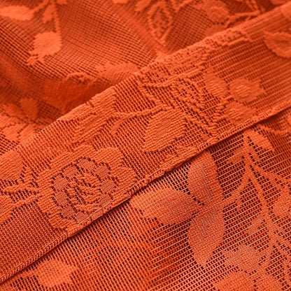 Burnt Orange Floral Lace Curtains - Image 6