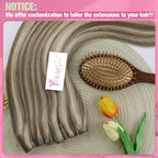 YoungSee 120G Wire Hair Extensions Highlight Human Hair Wire Extensions Light Brown Highlight Platinum Blonde Fish Line Human Hair Extensions Straight Hair 16Inch