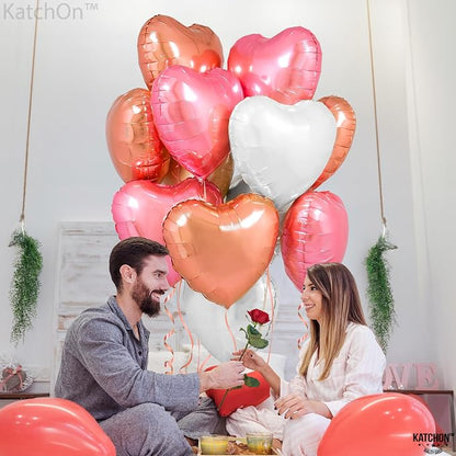KatchOn White and Pink Heart Balloons 18 Inch, Heart Shaped Balloons - Image 7