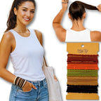 Boho Hair Ties, 20-Pack (4 Styles) Cute Elastic Bands for Thick or Thin Hair, No-Damage Stretch Bracelets, Brown Hair Accessories for Women & Girls (Ocean Parade)