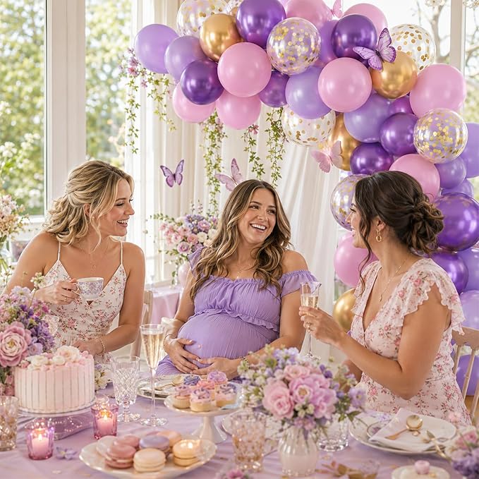 Pink and Purple Balloons, Metallic Purple, Women Girls Baby Bridal Showers - Image 5