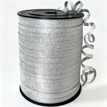Glitter Silver Ribbon Curling, 500 Yard Balloon String Ribbon by Winjeto