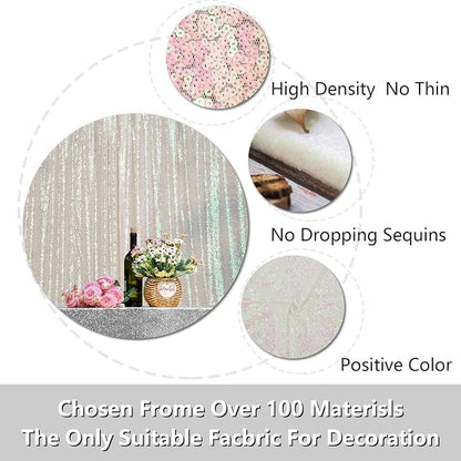 JYFLZQ White Iridescent Sequin Backdrop Curtains 8ft x 8ft 1 Panel Glitter - Image 7