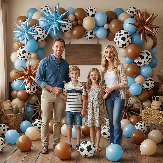 Biapian Cow Print Balloons, 12 Inch Light Blue Brown Cow Balloons Sand White - Image 8